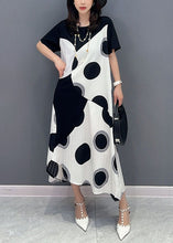 Load image into Gallery viewer, Art White O Neck Dot Print Patchwork Cotton Dresses Summer