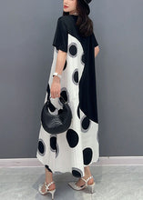 Load image into Gallery viewer, Art White O Neck Dot Print Patchwork Cotton Dresses Summer
