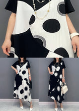 Load image into Gallery viewer, Art White O Neck Dot Print Patchwork Cotton Dresses Summer