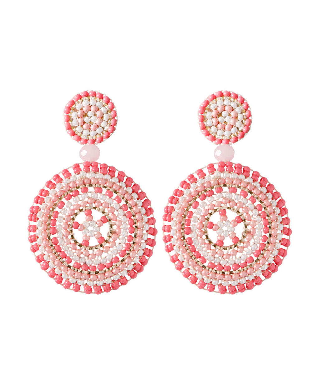 Art Yellow Rice Ball Knit Fabric Round Sunflower Drop Earrings