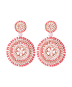 Art Yellow Rice Ball Knit Fabric Round Sunflower Drop Earrings