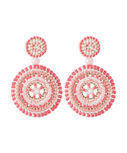 Art Yellow Rice Ball Knit Fabric Round Sunflower Drop Earrings