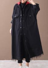 Load image into Gallery viewer, Art denim black Plus Size clothes Shirts hooded Button Down coats