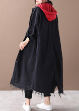 Load image into Gallery viewer, Art denim black Plus Size clothes Shirts hooded Button Down coats