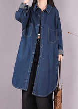 Load image into Gallery viewer, Art lapel Print Spring clothes design Denim Blue shirts