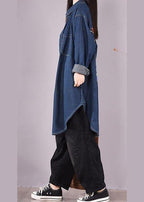 Art lapel Print Spring clothes design Denim Blue shirts