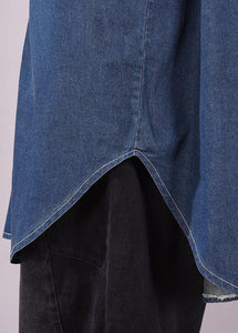Art lapel Print Spring clothes design Denim Blue shirts