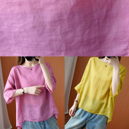 Art o neck Ruffles summer clothes For Women Tunic Tops pink shirts