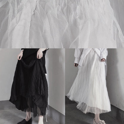 BLACK PLEATED Double Layer Design With Elastic Waist Skirt On Both Sides