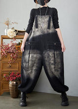 Load image into Gallery viewer, Baggy Black Pockets Patchwork Letter Print Denim Jumpsuits Spring