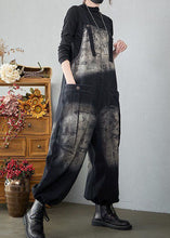 Load image into Gallery viewer, Baggy Black Pockets Patchwork Letter Print Denim Jumpsuits Spring