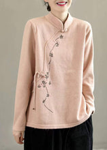 Load image into Gallery viewer, Beautiful Beige Stand Collar Embroideried Chinese Style Knit Tops Spring