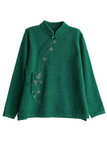 Load image into Gallery viewer, Beautiful Beige Stand Collar Embroideried Chinese Style Knit Tops Spring