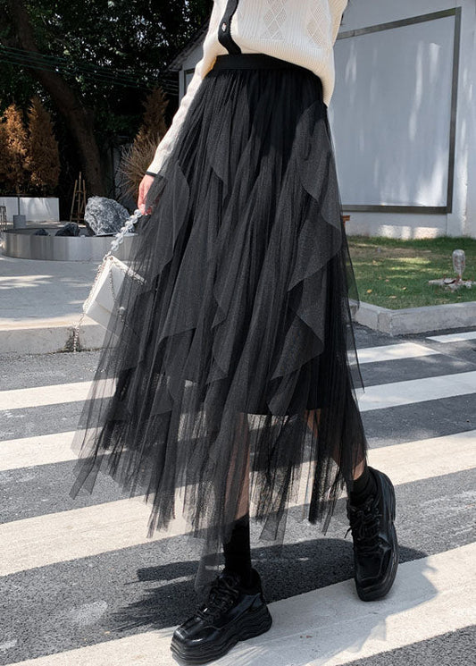 Beautiful Black Asymmetrical tulle Skirt Spring