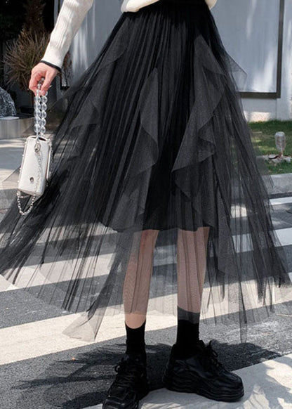 Beautiful Black Asymmetrical tulle Skirt Spring
