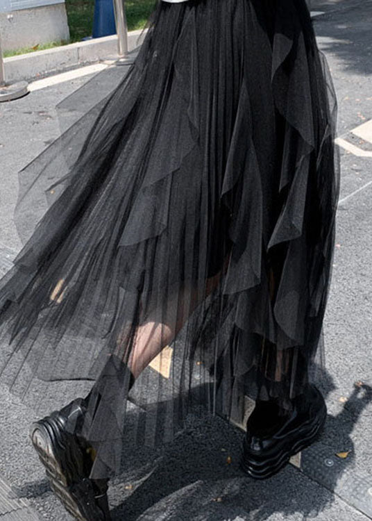 Beautiful Black Asymmetrical tulle Skirt Spring