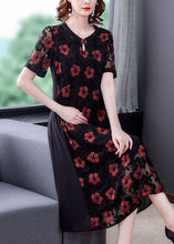Load image into Gallery viewer, Beautiful Black Embroideried Patchwork Tulle A Line Dress Summer