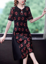 Load image into Gallery viewer, Beautiful Black Embroideried Patchwork Tulle A Line Dress Summer
