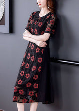 Load image into Gallery viewer, Beautiful Black Embroideried Patchwork Tulle A Line Dress Summer