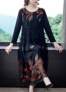 Beautiful Black Embroideried Patchwork Tulle Party Dress Spring