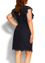 Load image into Gallery viewer, Beautiful Black V Neck High Waist Lace Mid Dresses Short Sleeve