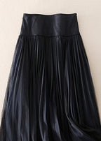 Beautiful Black Zip Up Patchwork Tulle Skirt Spring