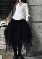 Beautiful Black asymmetrical design Patchwork Skirts Summer