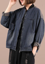 Load image into Gallery viewer, Beautiful Blue Denim Zippered Pockets Fall Coat Long Sleeve