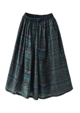 Load image into Gallery viewer, Beautiful Blue Elastic Waist Print Patchwork Linen Skirts Summer