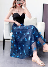 Load image into Gallery viewer, Beautiful Blue Elastic Waist Tulle Jacquard Fall Skirt