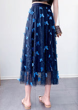 Load image into Gallery viewer, Beautiful Blue Elastic Waist Tulle Jacquard Fall Skirt
