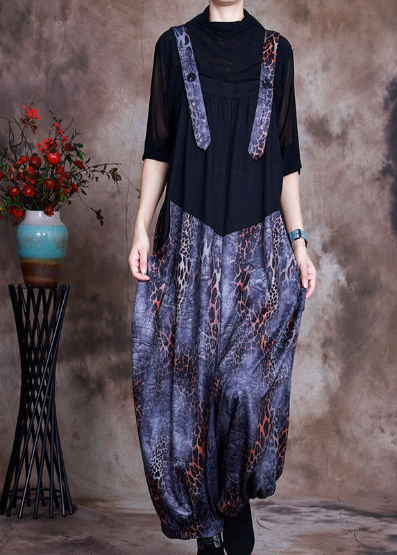 Beautiful Blue Patchwork Print Two Pieces Set Spring