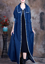 Load image into Gallery viewer, Beautiful Blue PeterPan Collar Button side open denim Coat Winter