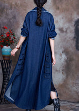 Load image into Gallery viewer, Beautiful Blue PeterPan Collar Button side open denim Coat Winter