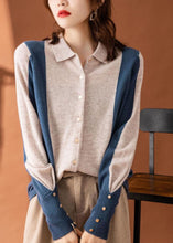 Load image into Gallery viewer, Beautiful Colorblock Peter Pan Collar Patchwork Cashmere Cardigans Spring