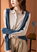 Load image into Gallery viewer, Beautiful Colorblock Peter Pan Collar Patchwork Cashmere Cardigans Spring