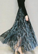 Load image into Gallery viewer, Beautiful Dull Green Print Elastic Waist Tulle Maxi Skirts Spring