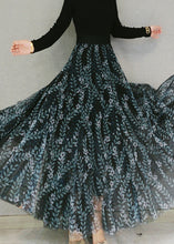 Load image into Gallery viewer, Beautiful Dull Green Print Elastic Waist Tulle Maxi Skirts Spring