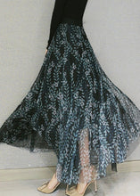 Load image into Gallery viewer, Beautiful Dull Green Print Elastic Waist Tulle Maxi Skirts Spring