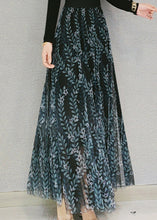 Load image into Gallery viewer, Beautiful Dull Green Print Elastic Waist Tulle Maxi Skirts Spring