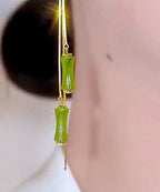 Beautiful Gold Silver Overgild Bamboo Tassel Drop Earrings