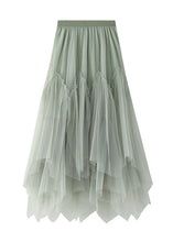 Load image into Gallery viewer, Beautiful Green Asymmetrical Elastic Waist Tulle Pleated Skirt Summer