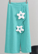 Load image into Gallery viewer, Beautiful Green Asymmetrical Floral Knit Skirt Spring