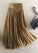 Beautiful Grey High Waist Patchwork Tulle Skirt Spring