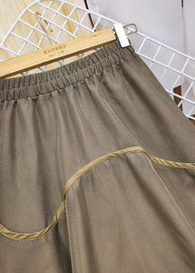 Beautiful Khaki Elastic Waist Patchwork Tulle Skirts Spring