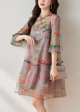 Load image into Gallery viewer, Beautiful Light Purple Ruffled Chinese Button Print Tulle Oriental Dresses Summer