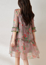 Load image into Gallery viewer, Beautiful Light Purple Ruffled Chinese Button Print Tulle Oriental Dresses Summer