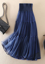 Load image into Gallery viewer, Beautiful Navy High Waist Patchwork Tulle Pleated Skirt Spring