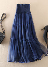 Load image into Gallery viewer, Beautiful Navy High Waist Patchwork Tulle Pleated Skirt Spring