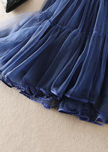 Load image into Gallery viewer, Beautiful Navy High Waist Patchwork Tulle Pleated Skirt Spring